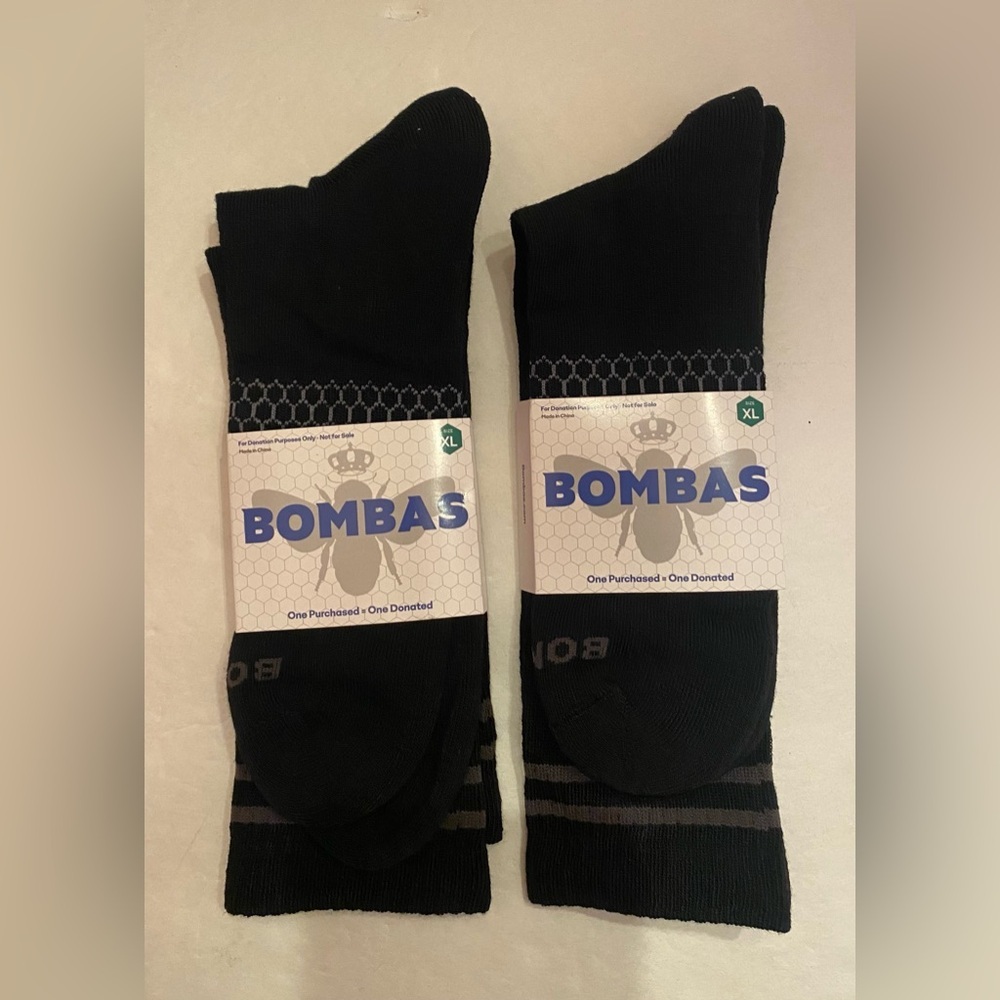 Bombas 2 Pairs Men's‎ Honeycomb Black Socks Size XL 13.5-16